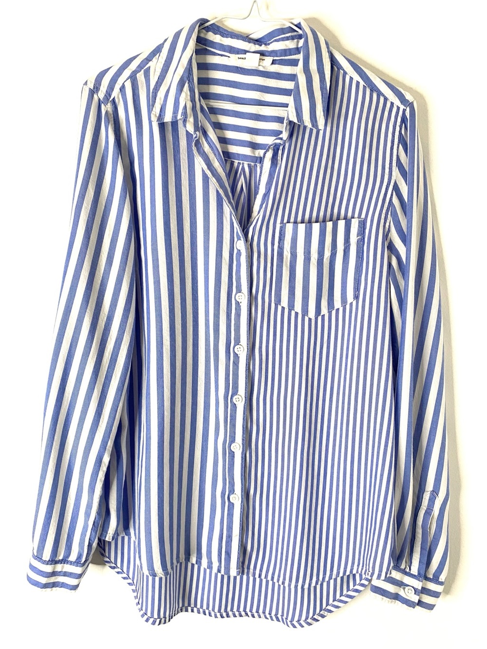beachlunchlounge Blue White Striped Button Front Shirt Oversized Coastal